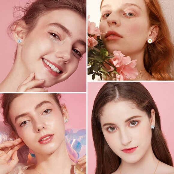 Hypoallergenic Steel Earrings Set 10 Pairs for Sensitive Ears Girls Women - Picture 5 of 7